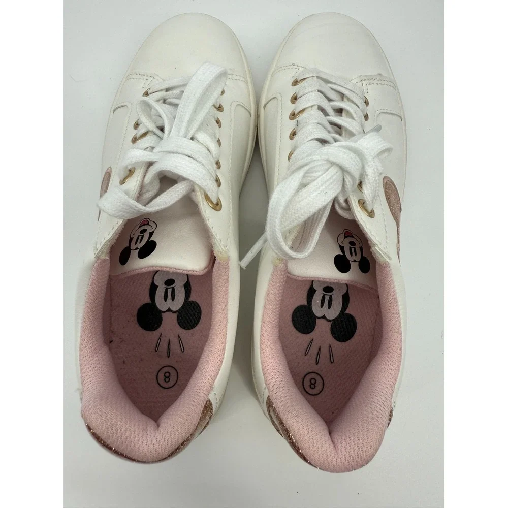 Disney Mickey Mouse‎ Rose Gold Glitter Sneakers Sz 8 Comfort Theme Park Vacation